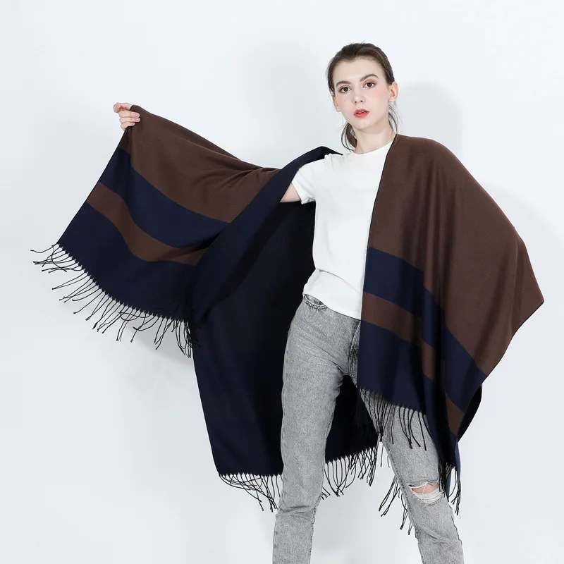 
Hot Sale Europe Mexican 100% Viscose Women Poncho Girls Cape Shawl Pashmina Poncho Sweater Ladies Winter Shawl 