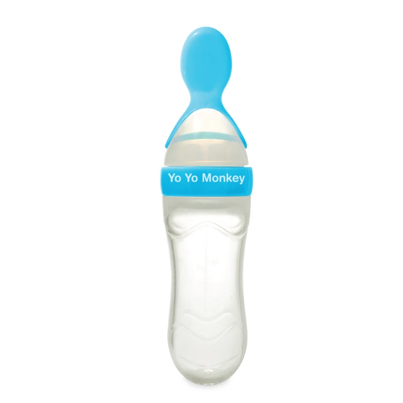 Best Seller Bpa free soft  silicone squeeze feeding spoon baby food or supplements dispenser spoon