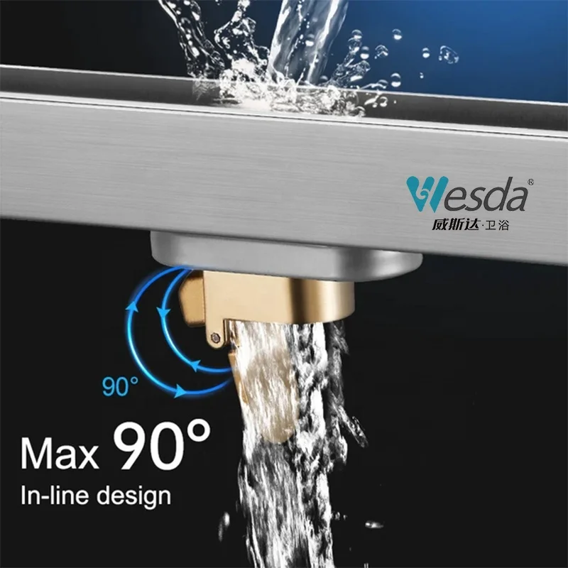 WESDA Factory Supplier Removable Plug-in Cover Shower Drain Channel Linear Floor 304 Stainless Steel Narrow Linear Shower Drain