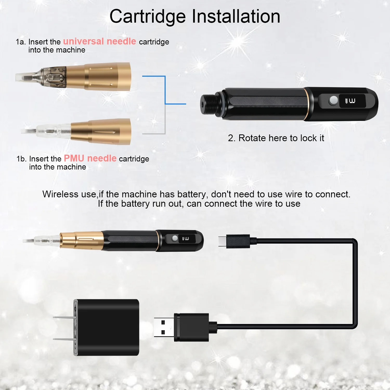 Wholesale Wireless Eyebrow Lip Tattoo Machine Pen Strong Power Body Tattoo Machine for sale