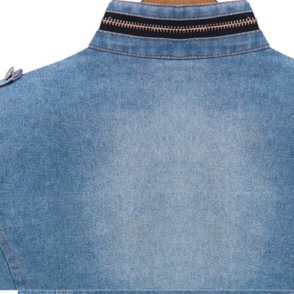 Женская туника, Джинсовая блузка, топы, джинсовая куртка с длинным рукавом, блузы для женщин, Облегающая джинсовая рубашка с двумя карманами, пальто