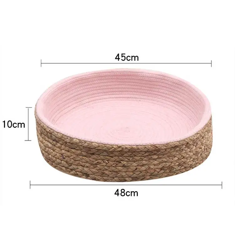 
Wholesale High Quality Chew Proof Durable Flat Willows Weave Round Cat Dog Wicker Bed Rattan Cat Bed 