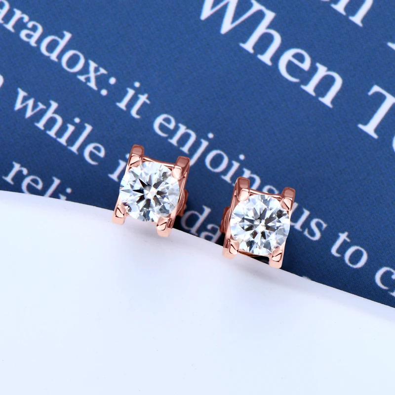 Diamond Stud Earrings 5mm 0.5CT 0.5 Carat D-Color Moissanite 925 Sterling Silver Vintage Anti-allergy Stud Earrings For Women