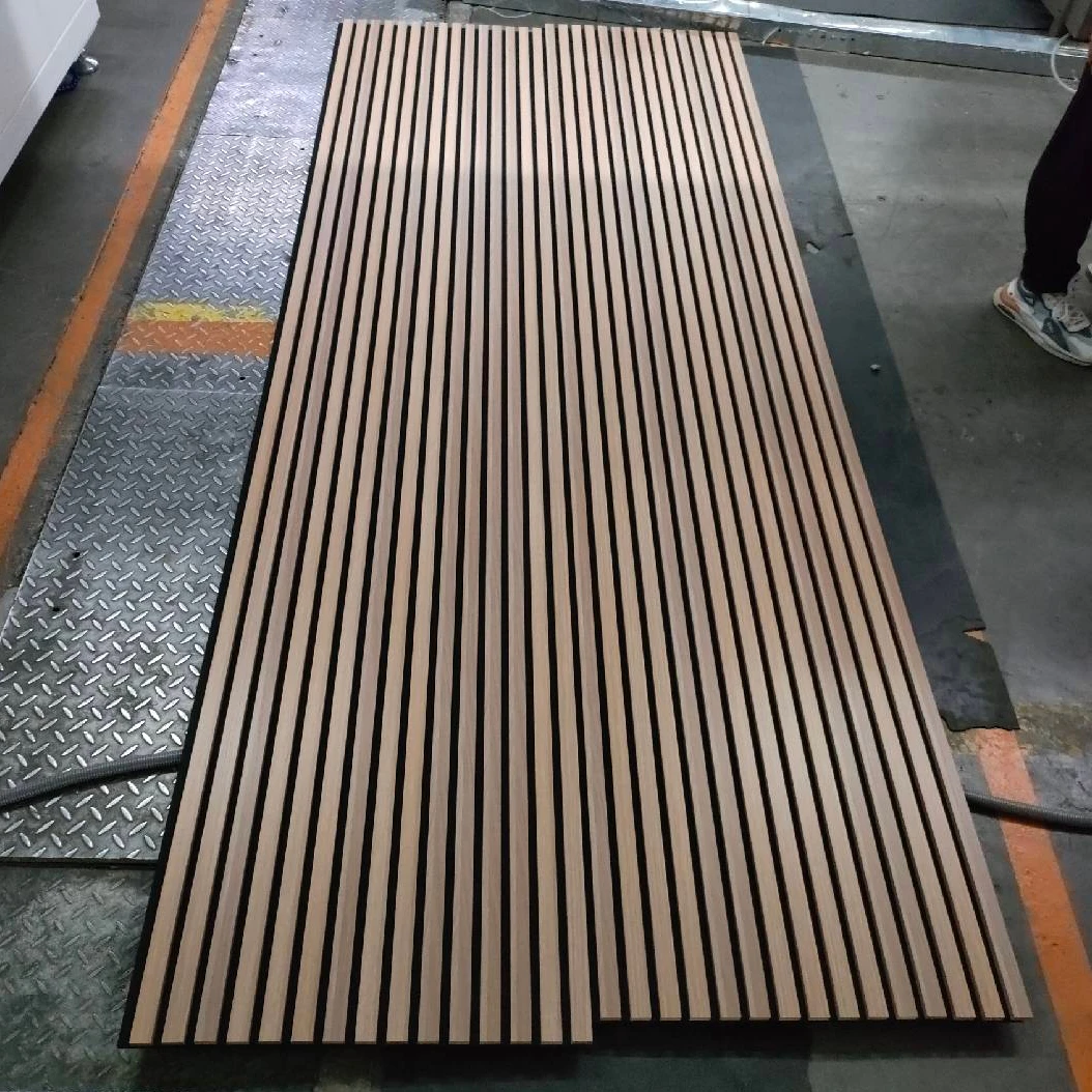 Modern Acoustic Anti Sound Absorption Proofing Wooden Design Wood Slat Polyester Fiber Wall Panel