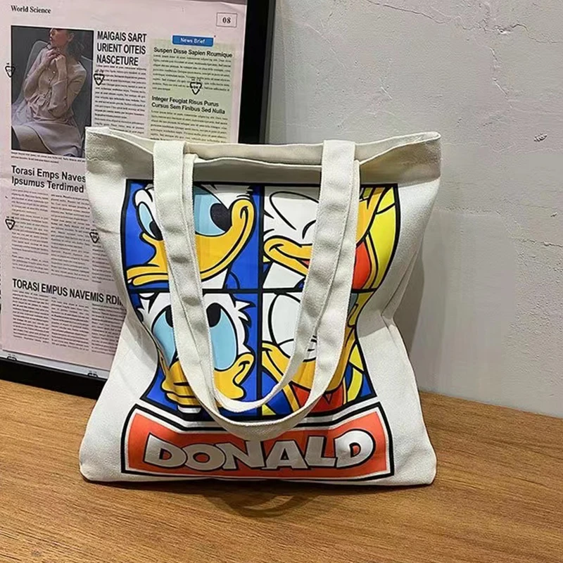 New Fashion Luxury Cotton Canvas Tote Bag Custom Printed Logo With Leather Handle