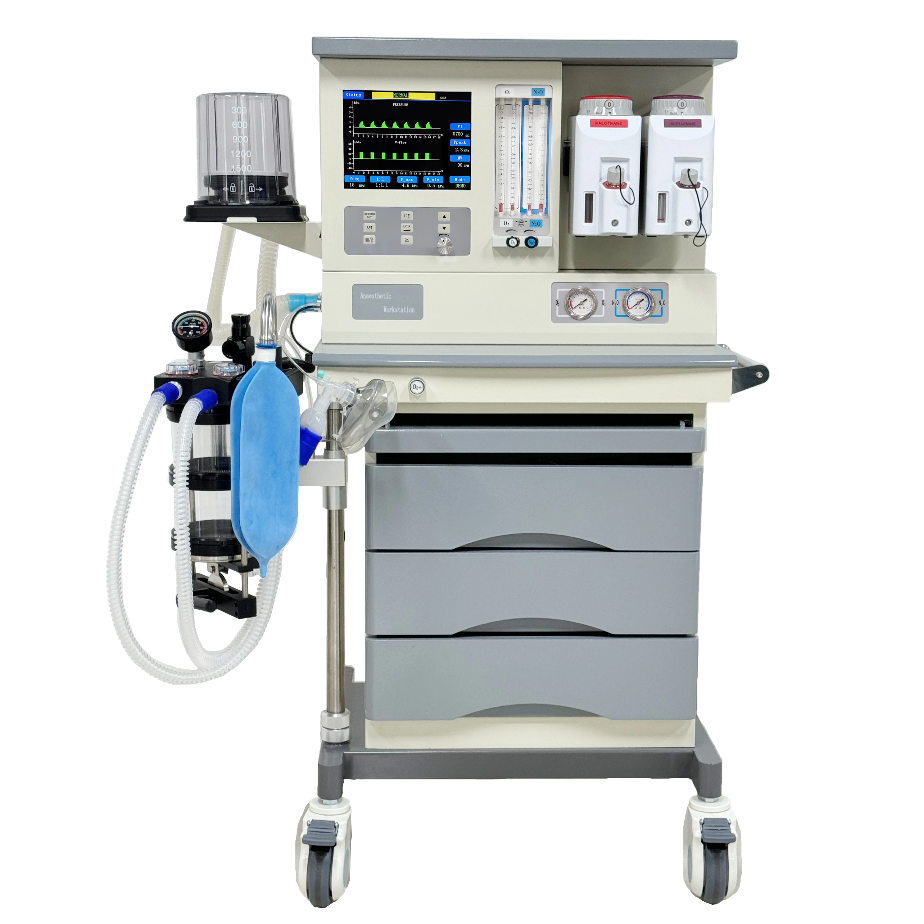 Medical ICU Anaesthesia Equipment 10.4 Inch Color Screen Trolley Anesthesia machine