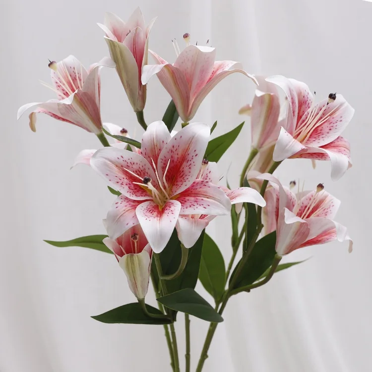 Latex Lily Flower Real Touch Artificial 12 Heads Bouquet for Home Weeding Decoration
