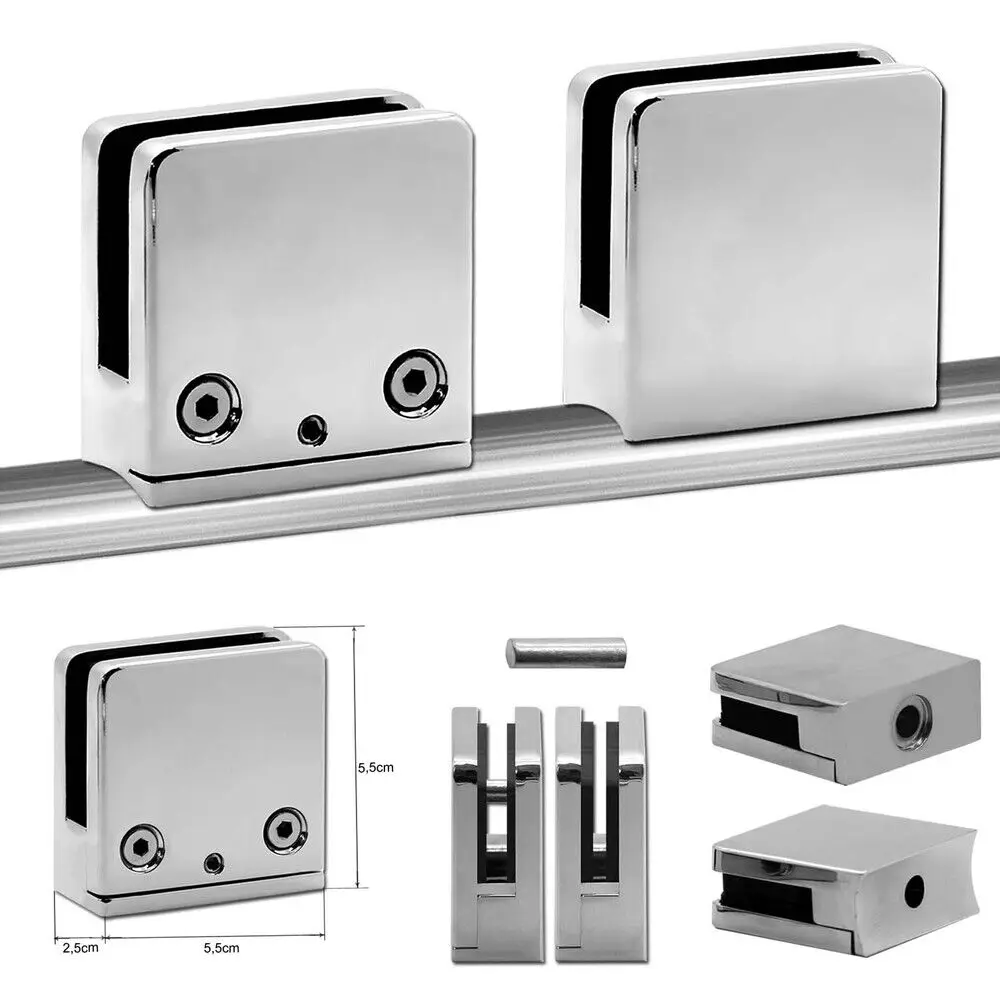 Stainless Steel 304/316 Adjustable Glass Clamps Bathroom Shower Door Holder D Type Glass Clamps