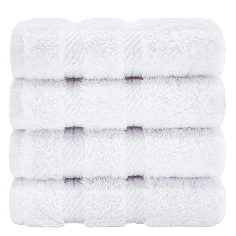 13*13 inch Super Soft Absorbent 100% Turkish Cotton 4 Piece Washcloth Set for Bathroom Body Face