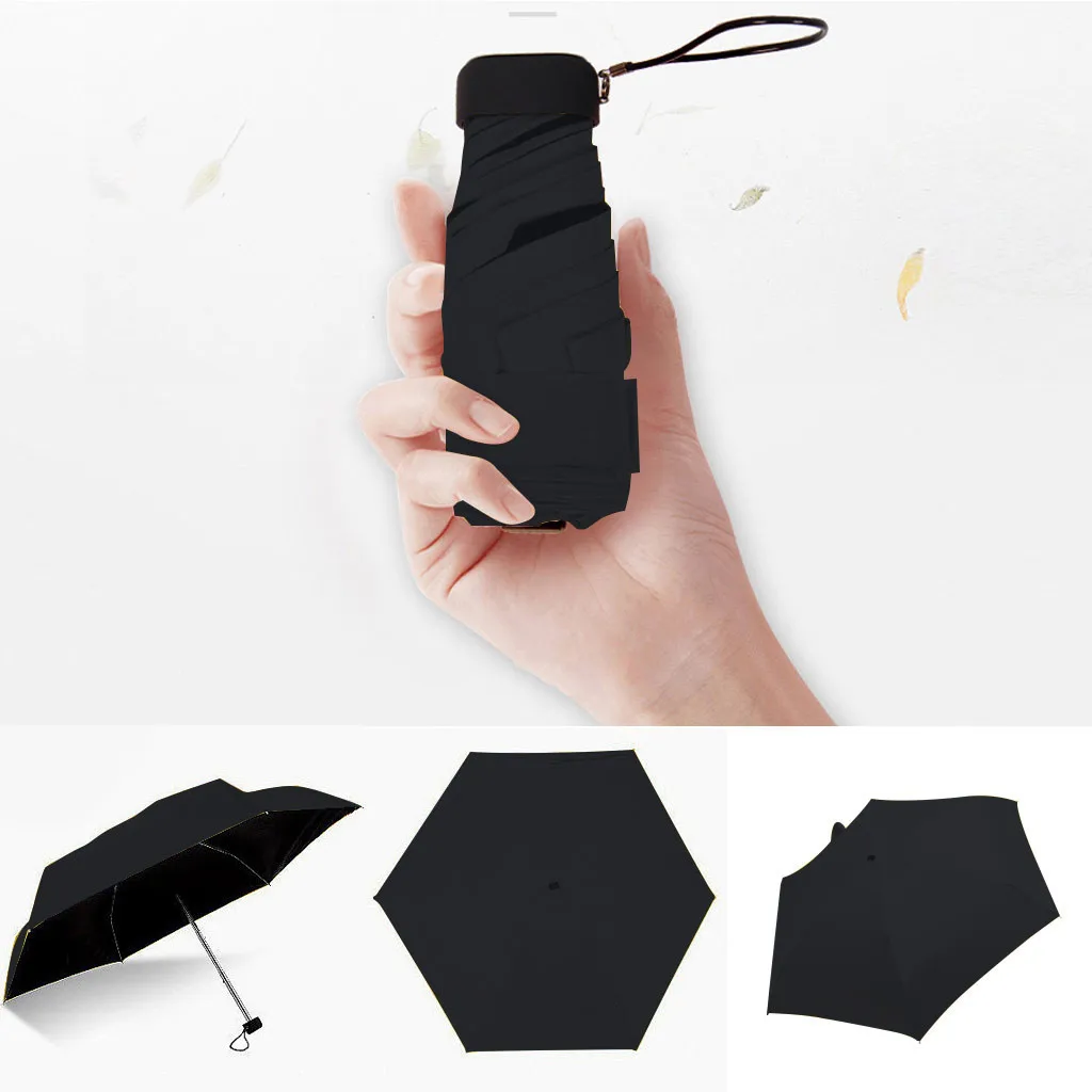 Sun Rain Women Flat Lightweight Umbrella Parasol Folding Sun Mini Umbrella Small Size Easily Store Parasol
