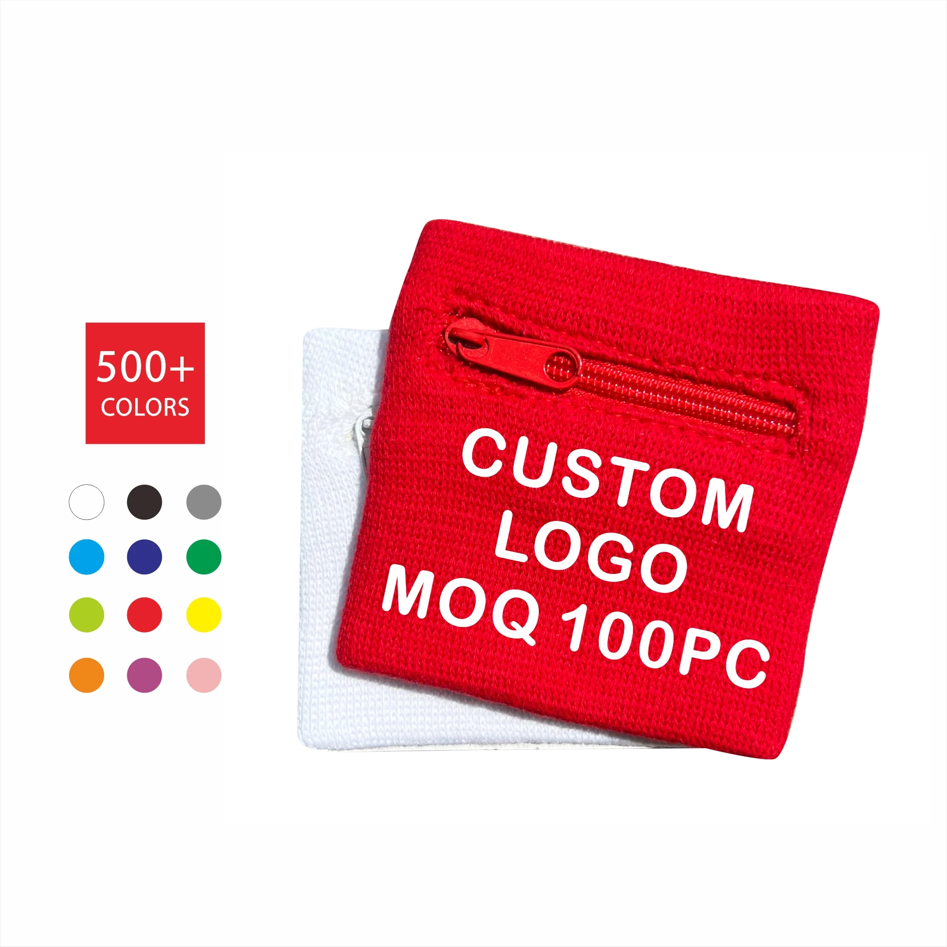 Most Welcome Outdoor Football Basketball Sports Key Wallet Zipper Pocket Custom Logo Elastic Wristband Sweatband