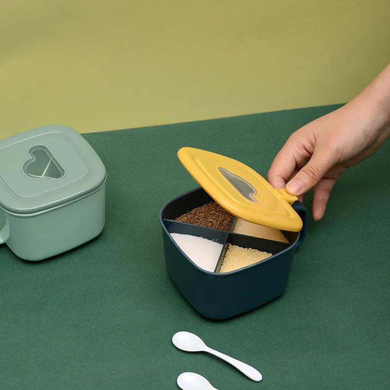 
Wholesale Salt Spice Storage Box Organizer 4 in 1 Plastic Kitchen Seasoning Box 