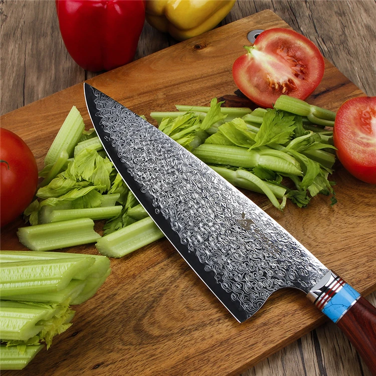 OEM New style 8.4 Inch Handmade Kitchen Knife Damascus Steel Meat Knife
