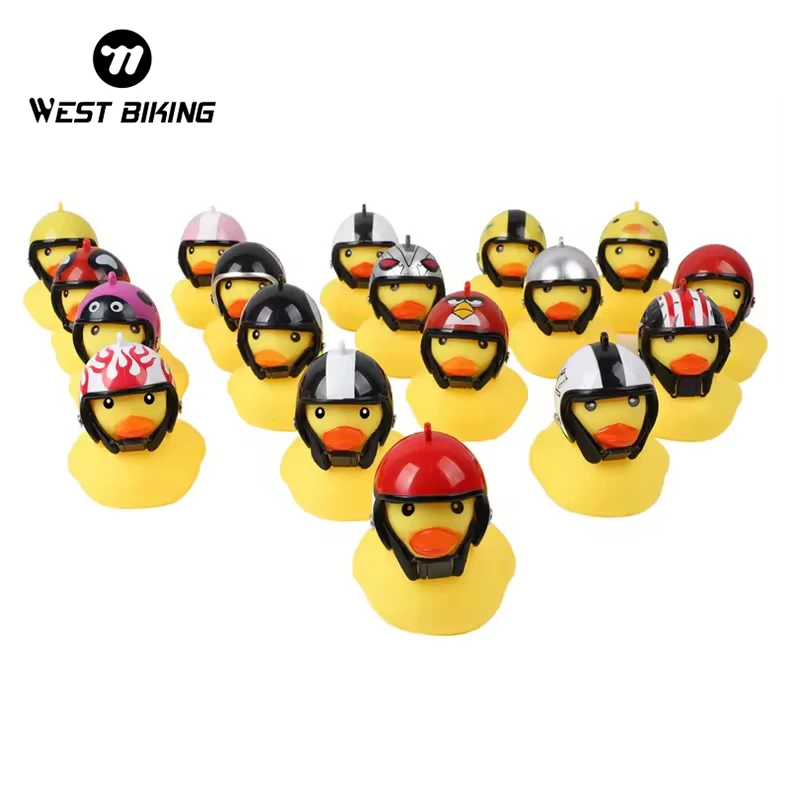 WEST BIKING Cycling Small Yellow Duck Bike Bell Light Waterproof Cycling Handlebar Cartoon Elastic Bandage Bicycle Bell Light