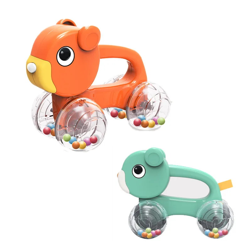 Hot Selling Cross-Border Soft Toy Baby Rattle Elephant Bear Cartoon Animal Shape Musical Feature Plastic Sliding Ball Ringer Toy