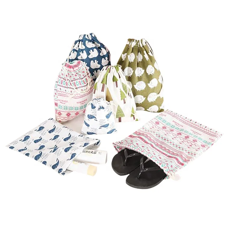 Wholesale cosmetic travel storage drawstring cotton shoe bag for promotional