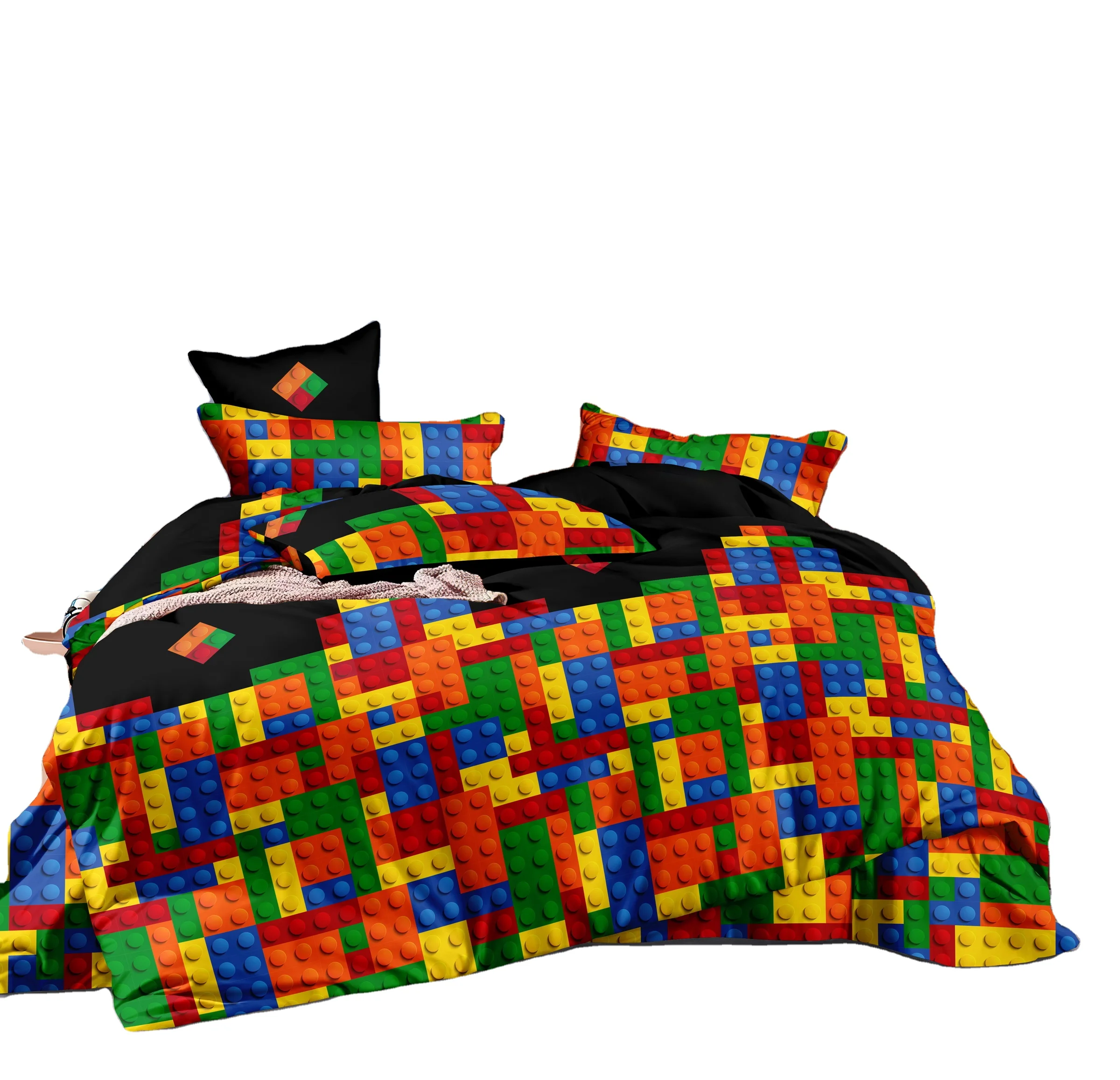 Hot sale 100% cotton Lego printing bedding set with competitive price