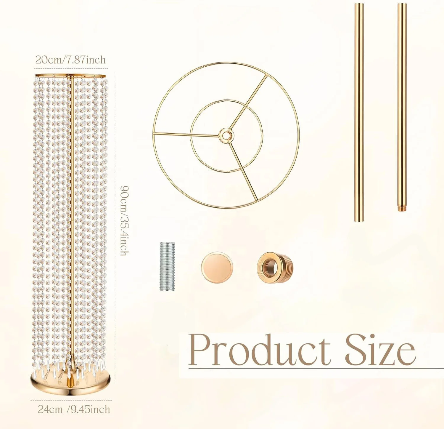 Wedding Crystal Bead Flower Stand Main Table Centerpieces Decoration Road Guide Tall Metal Gold Flower Stand