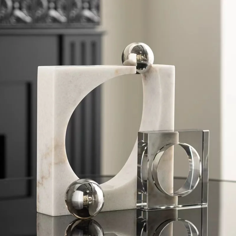 Villa Study Marble Furniture Accessories Marble Crystal Geometric Ornaments