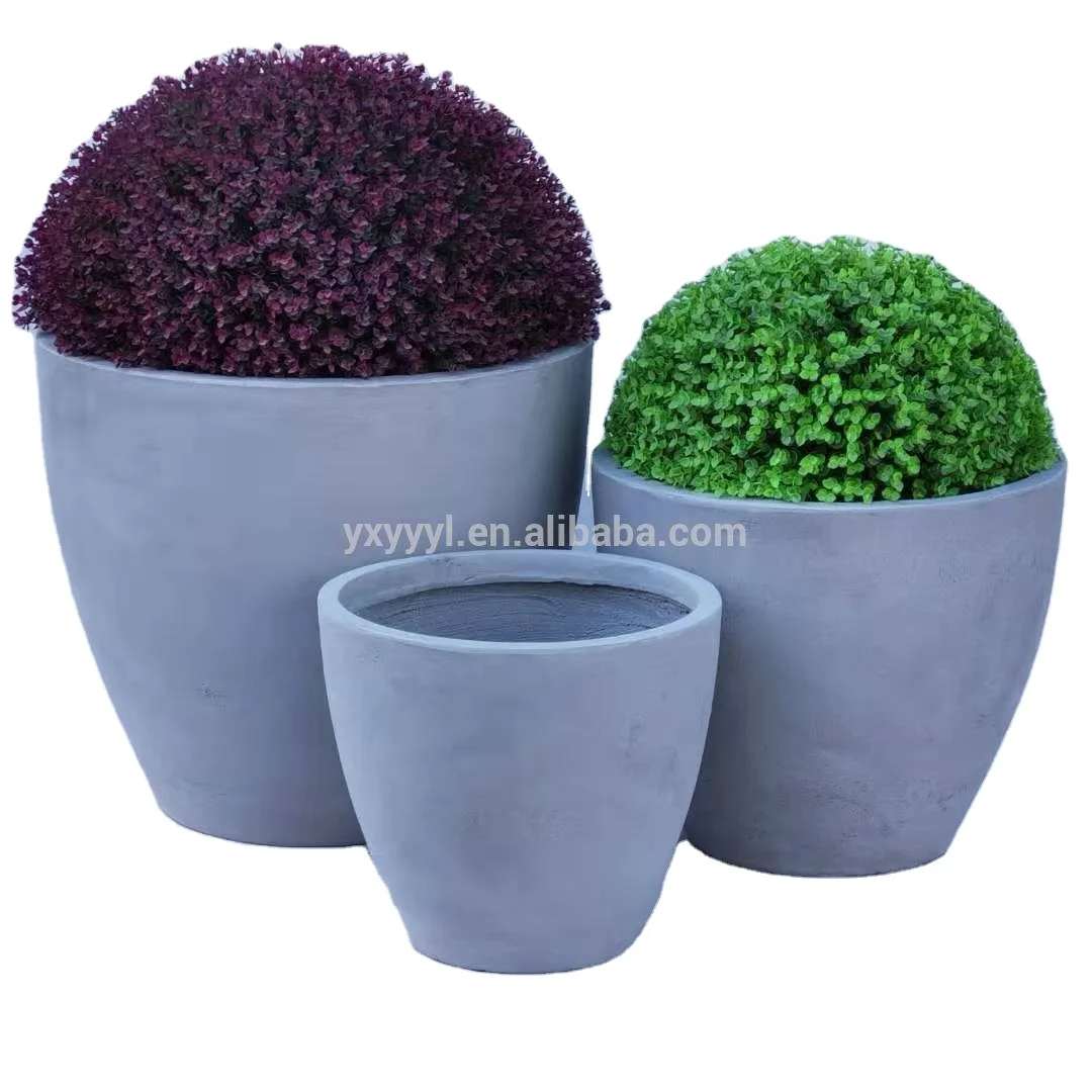 2021 Popular Round fiberstone plant pot  for patio gallery use
