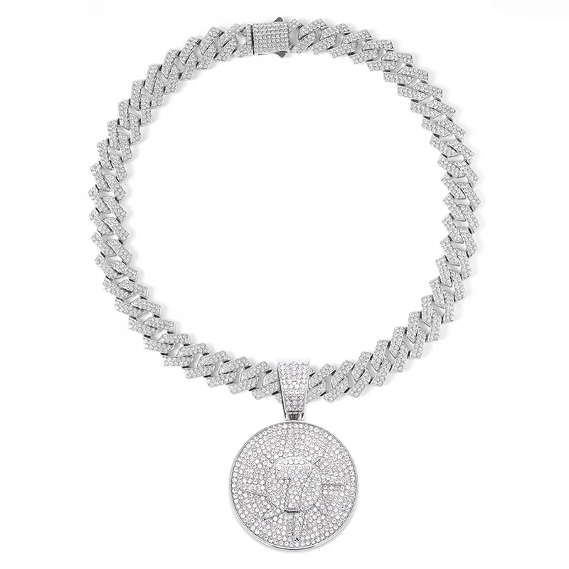 No. 7 Round Card Gold Silver Plated Alloy Jewelry Set Fashionable Shine Pendant Necklace and Bracelet Trendy Fashion Accessory