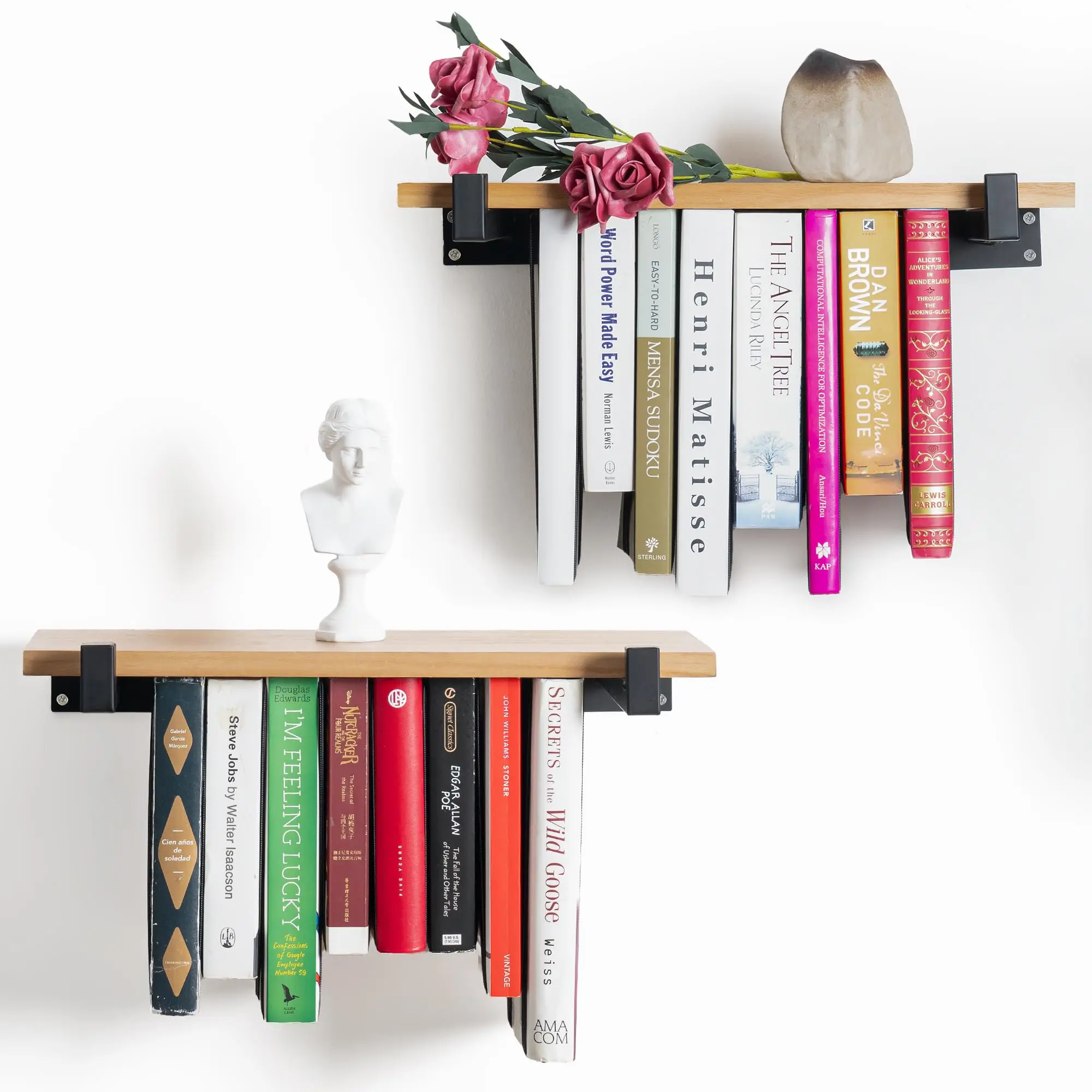 New Design Desktop Wood Bookshelf And Display Rack With Wooden Bookend For Office, Home Decor, Kitchen Countertop