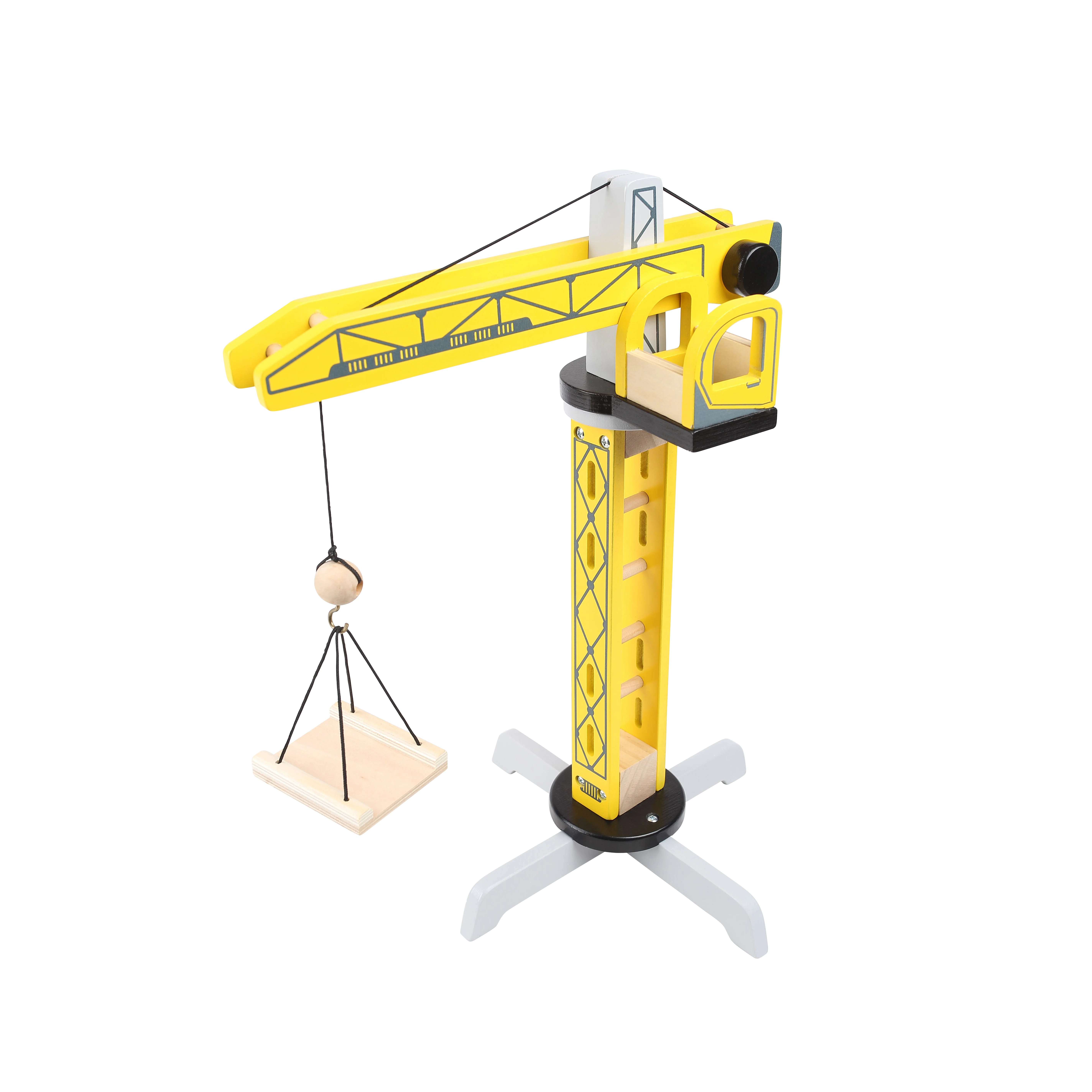 Kids Toys Educational Toys Pretend Play Wooden Crane Lift Toy