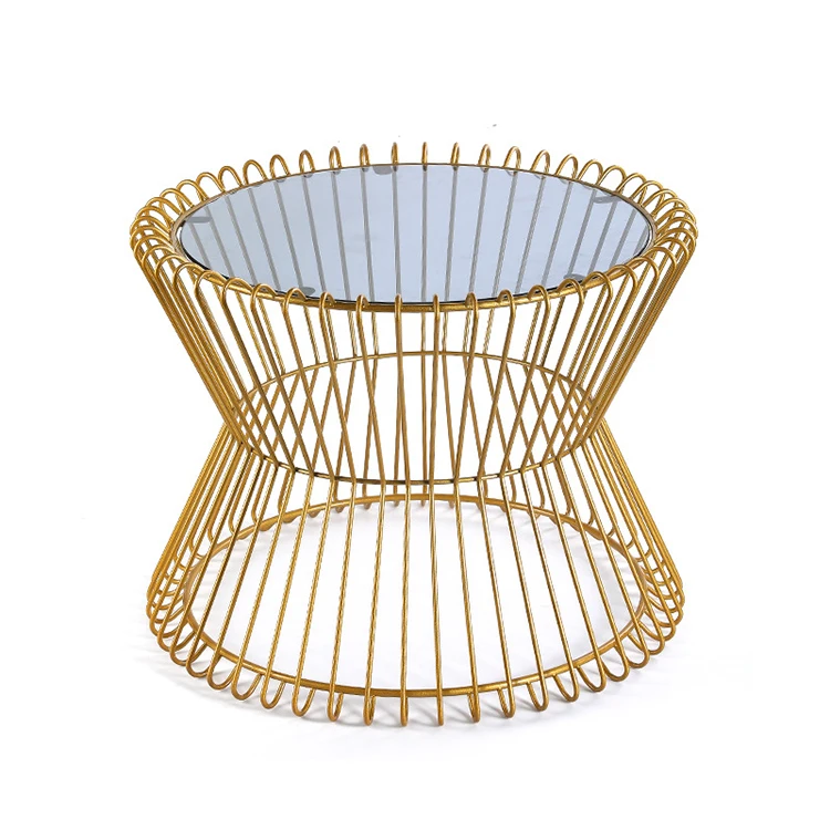 Wholesale modern living room side table porch iron wire corner table high temperature paint iron coffee table