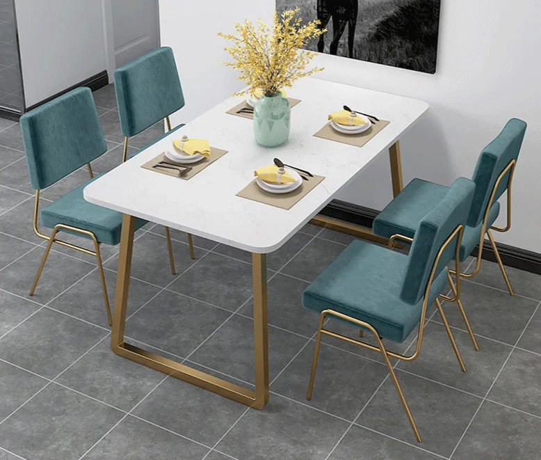 Customized Nordic Modern Marble Dining Simple Small Apartment Dining Table Home 4 People Dining Table And Chairs