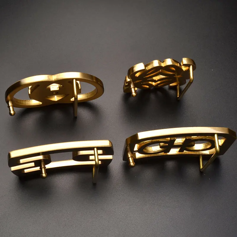 Factory Customized Multiple Style High Quality Letter Pure Brass Plain Buckle for Men Casual Jeans Pants