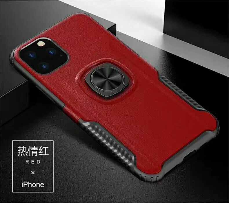 Cellphone Case with Ring PC TPU Matte Translucent Leather Anti-fingerprint for iphone XII x xr xs max 6s 7 8 plus