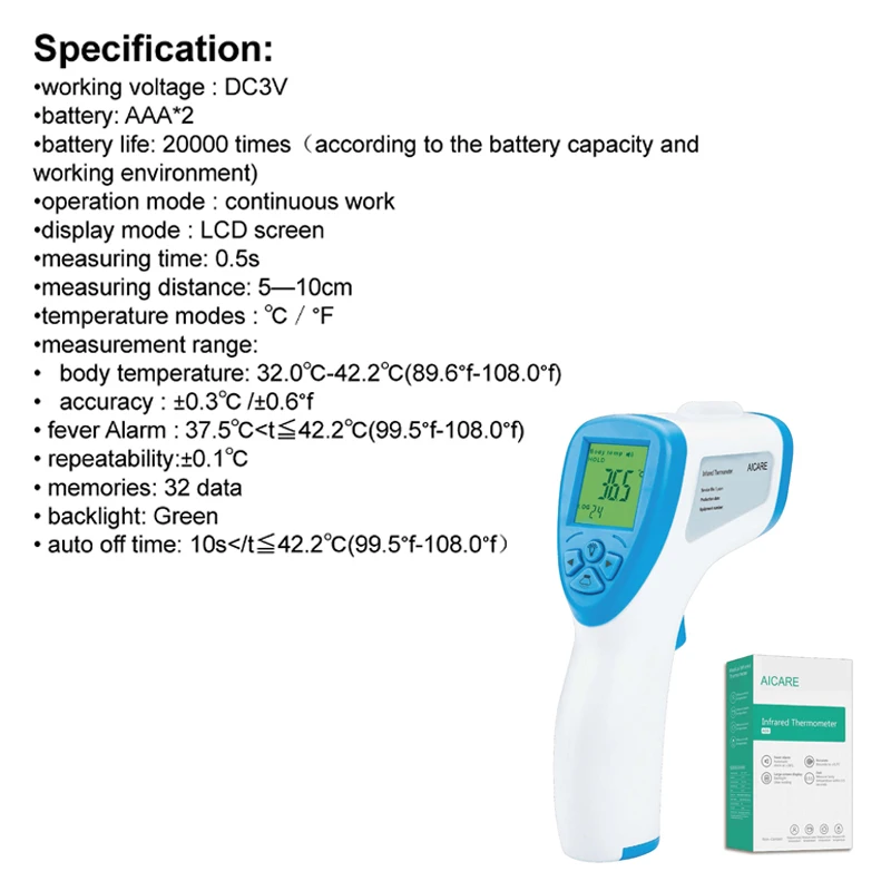 
South America/Asia/North Europe Hot selling no touch infrared forehead thermometer fever thermometer 