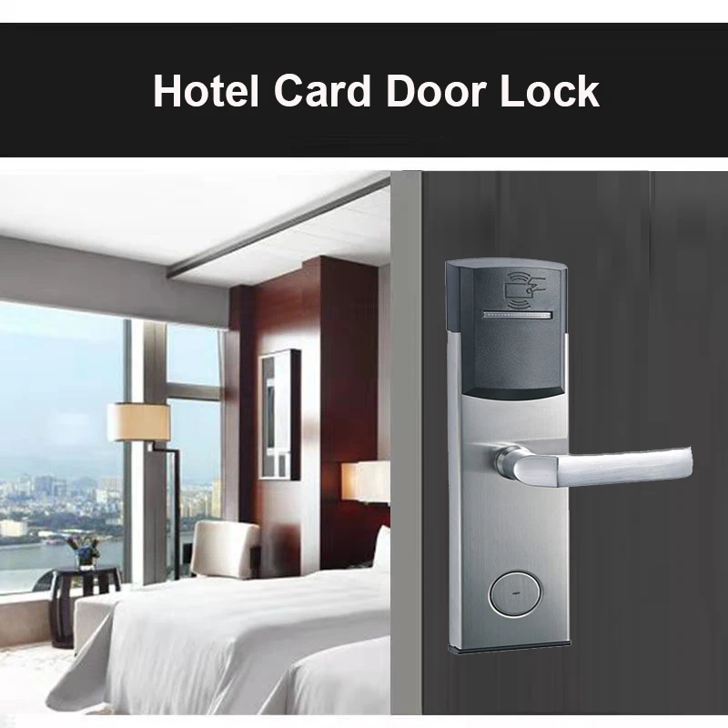 2022 In Stock RFID Key Card Electronic Door Handle Lock Hotel Door Lock with Management Software System