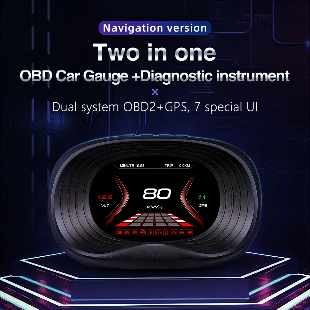 Высококачественная GPS-навигация OBD2 Двухрежимная сигнализация повышенной скорости проекционный дисплей HUD для автомобиля