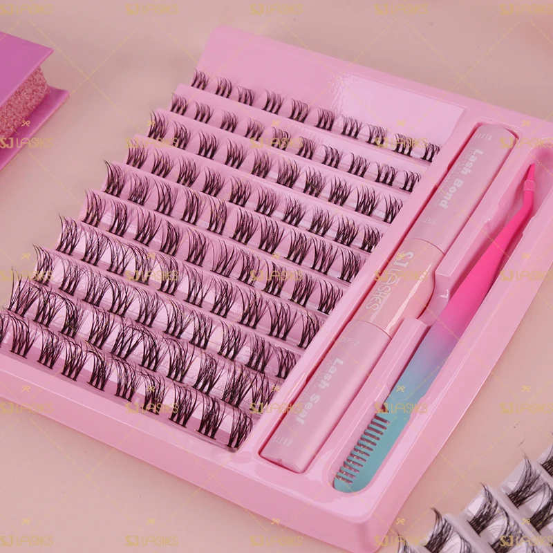 Diy Individual Eyelash Extensions Private Label Cluster Lashes Segment Diy Lash Extension Kit private label