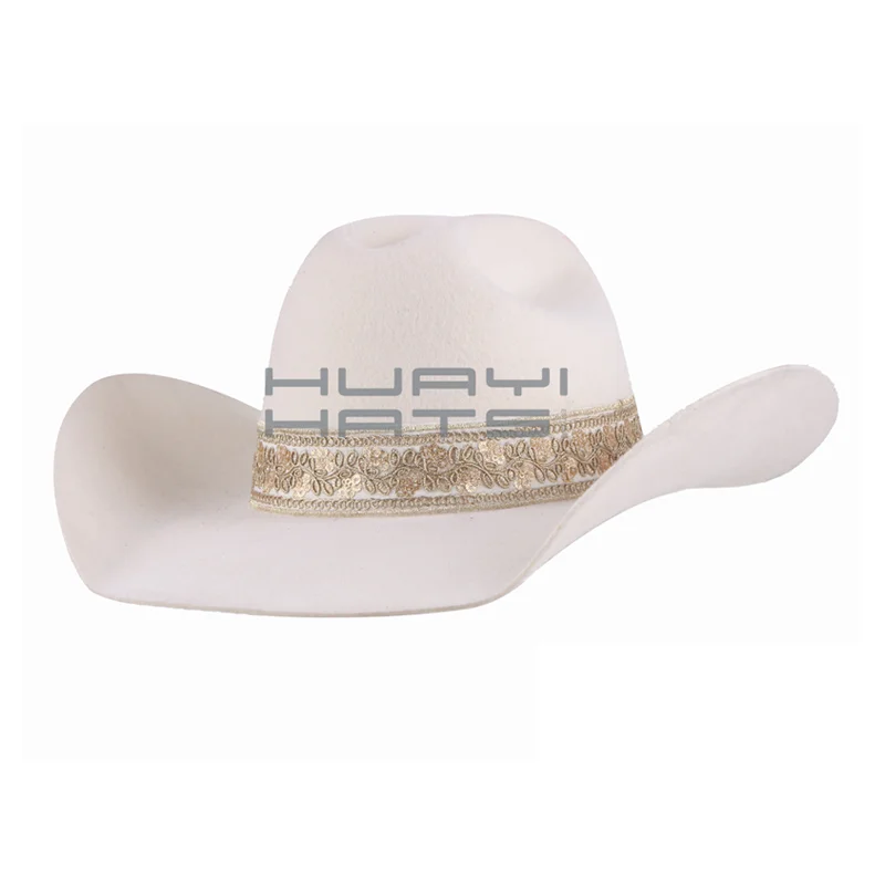 Huayihats Custom Brown Luxury Fashion Wool Felt Cowboy Hat For Adult Casual Travel