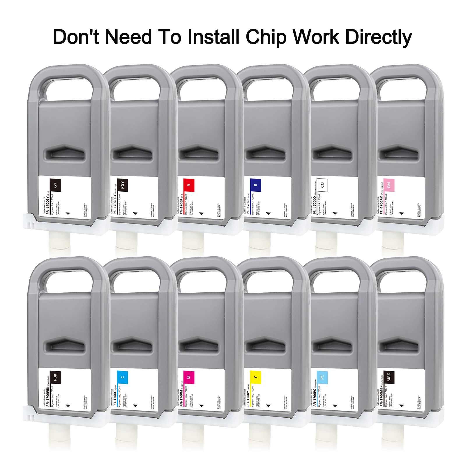 New Chippless PFI-1700 PFI1700 700ml Compatible Ink Cartridge with pigmnet ink For Canon Pro 2000 4000 6000 4000s 6000s Printers