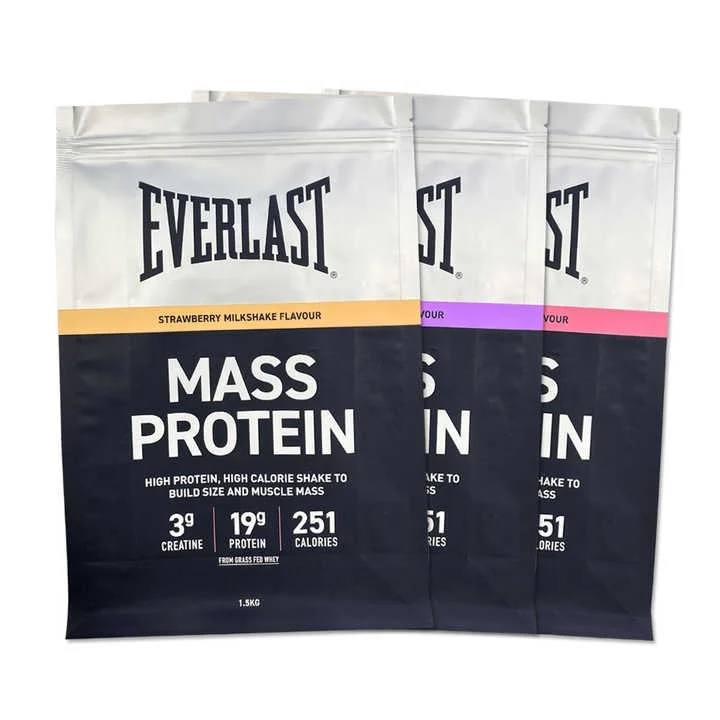 Customized Flat Bottom Pouch Zipper Plastic Package Bag For Whey Protein Powder Bags
