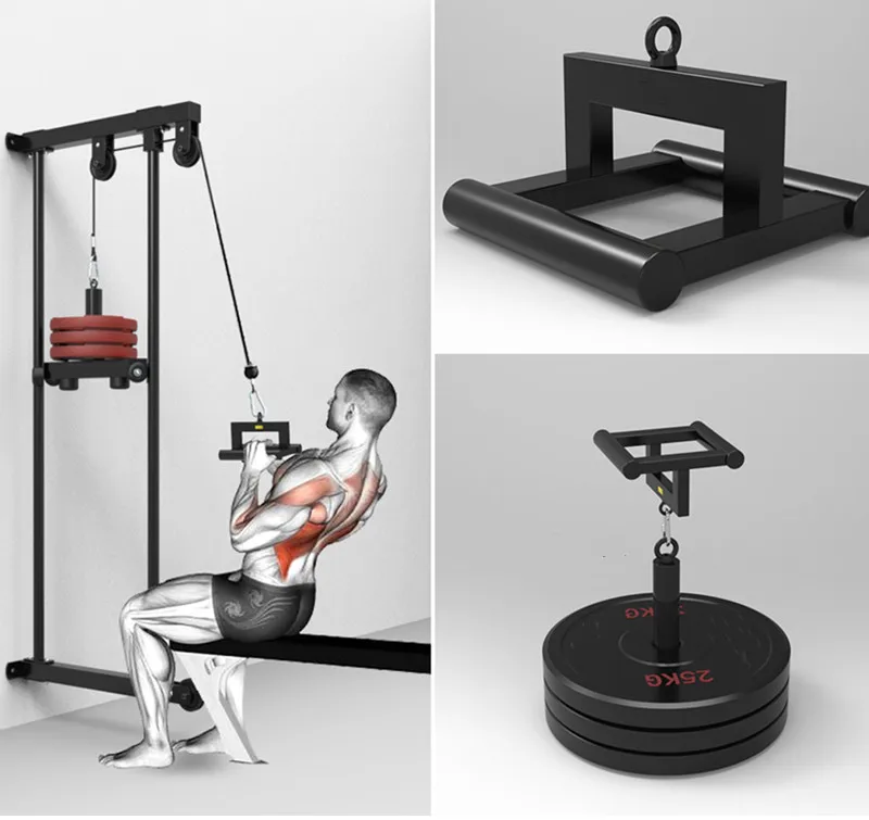 D Row Handle Cable Attachment Pull Up T Bar Rowing handle LAT Pull down Attachments for Gym - Cable Machine Attachment Set