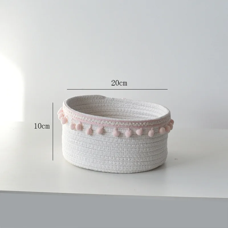 Factory wholesale woven cotton rope storage basket Nordic style simple desktop storage basket can store snacks and debris