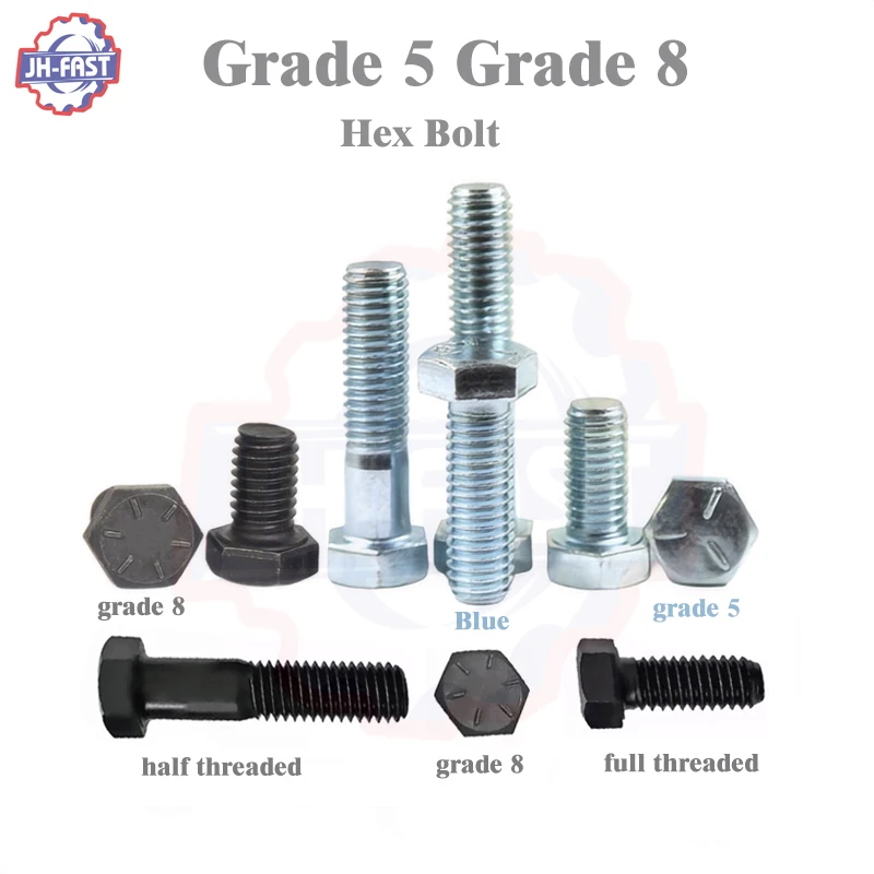 Fasteners imperial din933 hex bolts grade 4.8 5 8 8.8 10.9 12.9 Carbon steel high strength black galvanized m12 hex bolt and nut