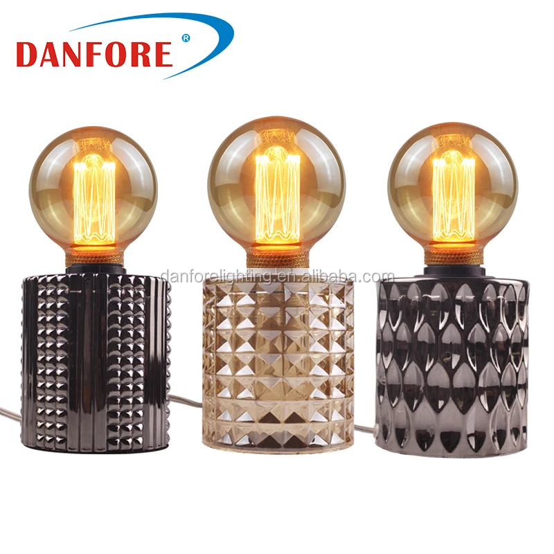 Danfore Wood Block Night Lighting Vintage Wooden Decorative Retro Edison Bulb Table Lamp