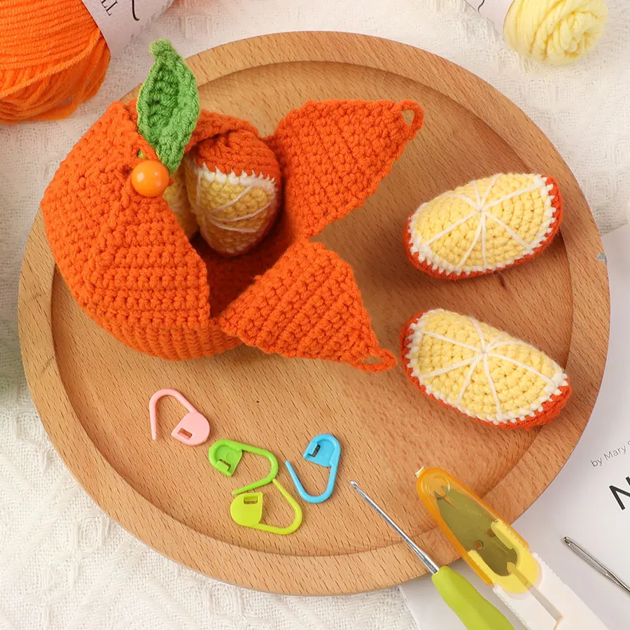 Looen New DIY Handmade Crochet Kit Lovely knitting craft Multi-style Orange Cute Fruit for Beginners