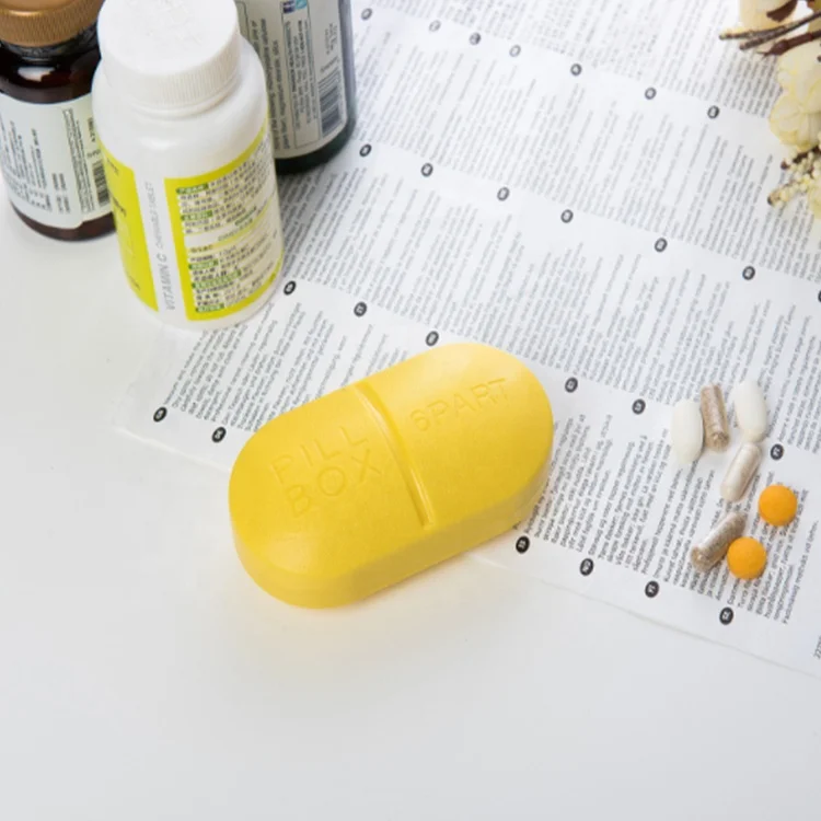 
High Quality Creative Capsule Six Grid Plastic Pill Box With 6 Plastic Storage Box 