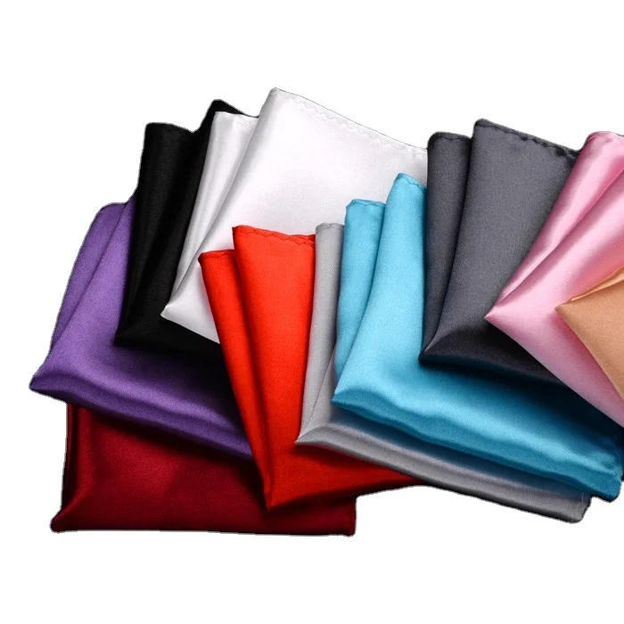 Assorted Solid Color Satin Silk Bandana Holder Wedding Party Decoration Men Pocket Square Handkerchief
