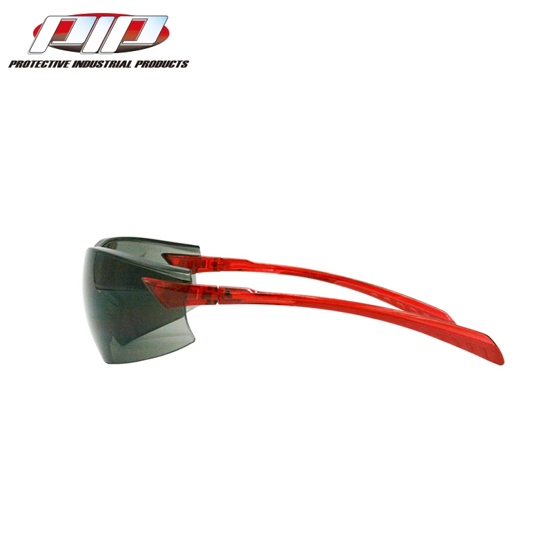 Rimless Safety Glasses with Red Temple, Gray Lens and Anti-Scratch / Anti-Fog Coating