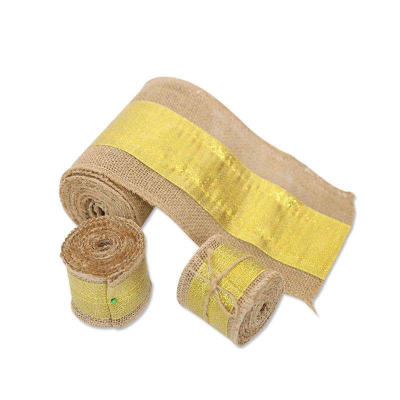 Wholesale hemp linen lace embroidered burlap roll 100% jute fabric lace ribbon for decoration