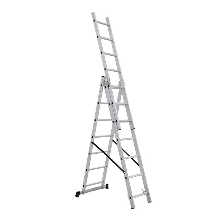 3 Parts Combination Ladder Aluminium Combination Folding Extendable Step Ladders 3x12 Steps