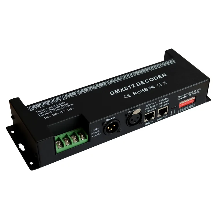 30 каналов DMX декодер 512 цветных (RGB) светодиодных лент контроллер диммер DC9V-24V 2A/CH