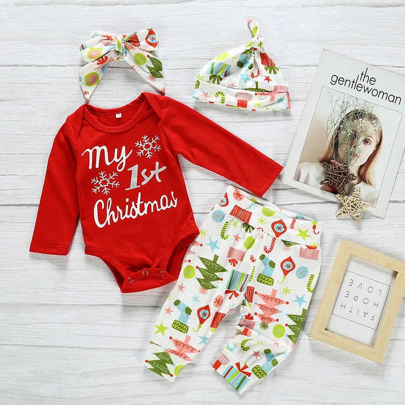 organic cotton baby long sleeve winter romper jumpsuit wholesale infant red outfits suit newborn baby christmas clothes set